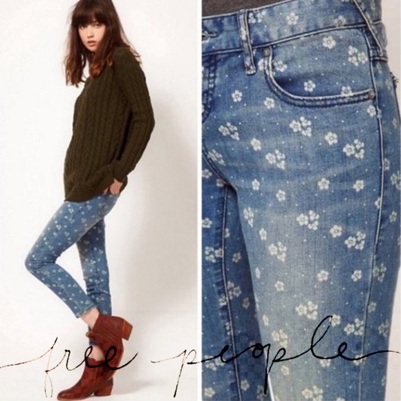 Free People Denim - Free People Ditsy Floral Print Skinny Jeans